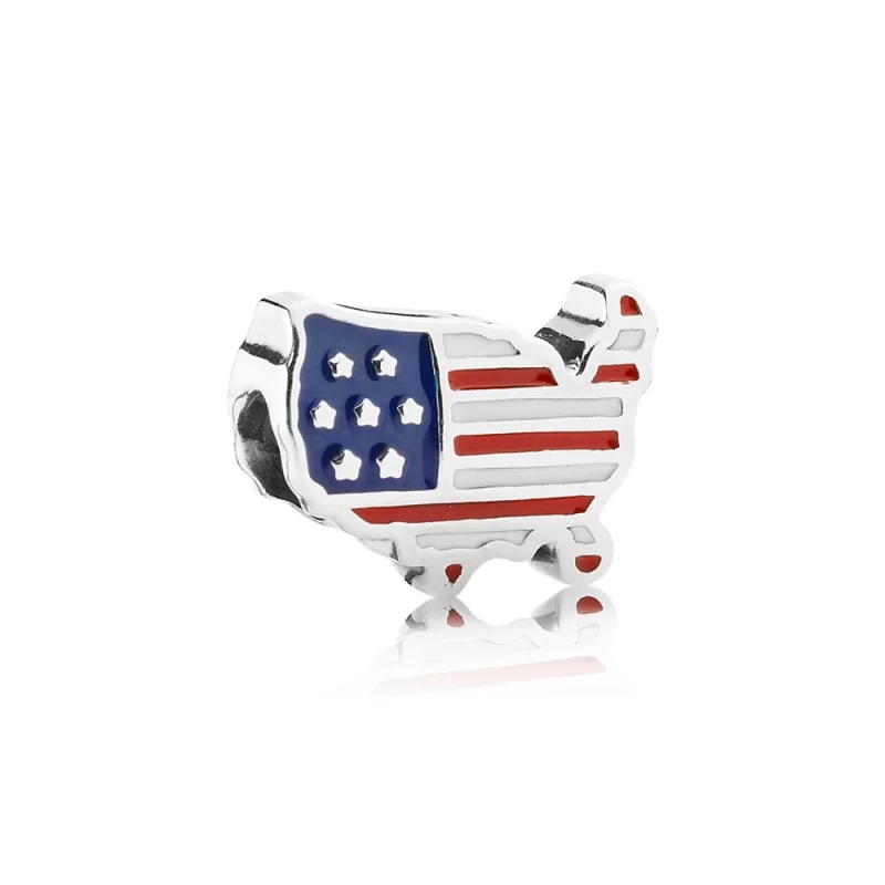 (image for) PANDORA US outline silver charm with white, red and blue enamel - 791272ENMX - Product Image