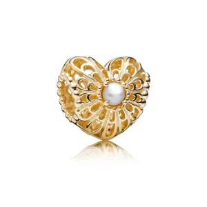(image for) PANDORA Vintage Heart, White Pearl Charm - 750822P