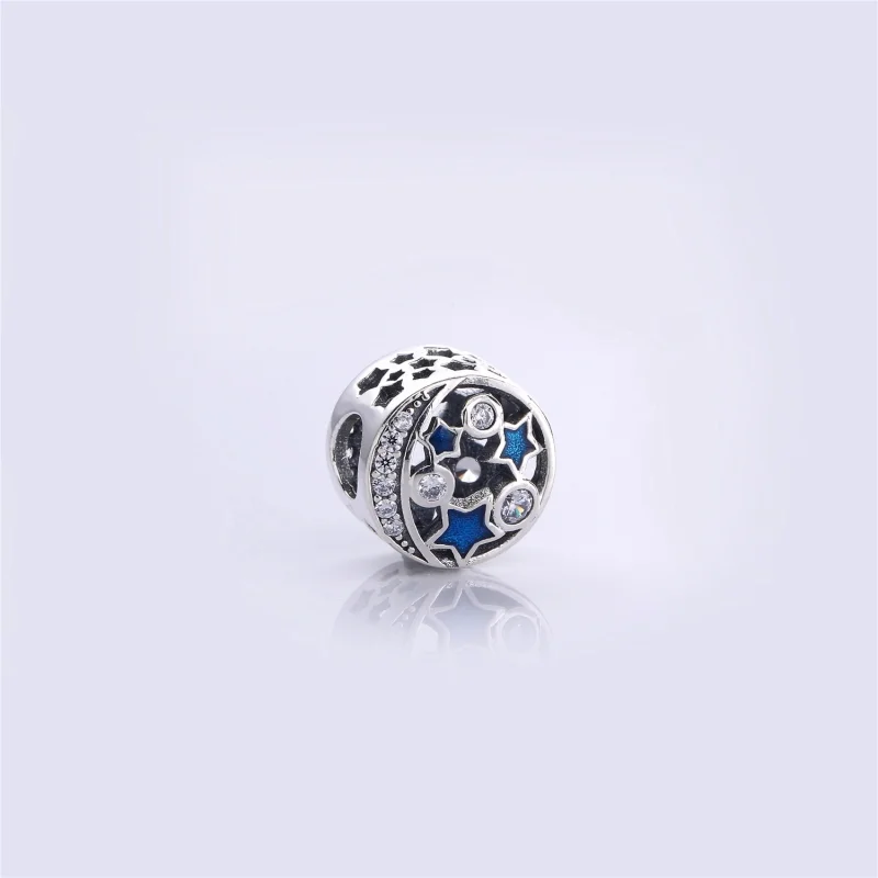 (image for) PANDORA Vintage Night Sky Charm, Shimmering Midnight Blue Enamel Clear CZ - 7919 - View 2