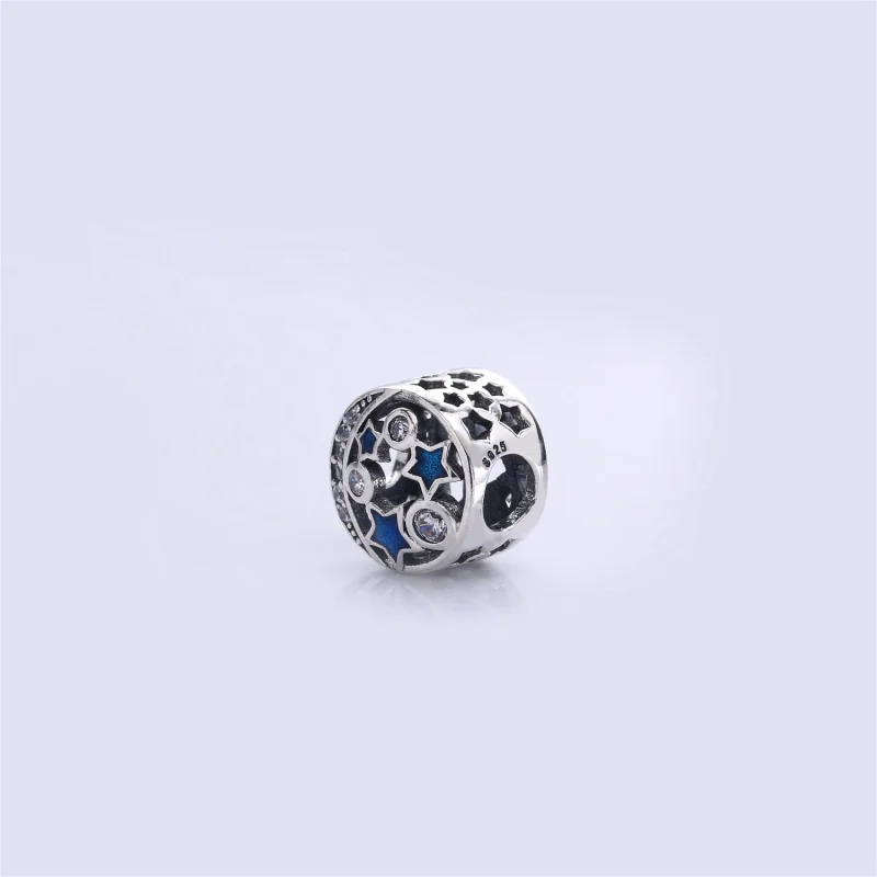 (image for) PANDORA Vintage Night Sky Charm, Shimmering Midnight Blue Enamel Clear CZ - 7919 - View 4