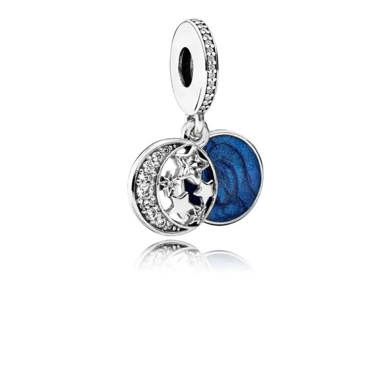 (image for) PANDORA Vintage Night Sky Dangle Charm, Shimmering Midnight Blue Enamel Clear CZ - 791993CZ - Product Image