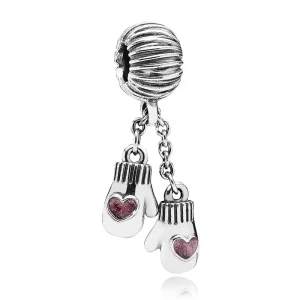(image for) PANDORA Winter Mittens Dangle Charm, Pink Enamel - 791181EN46