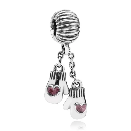 PANDORA Winter Mittens Dangle Charm, Pink Enamel - 791181EN46