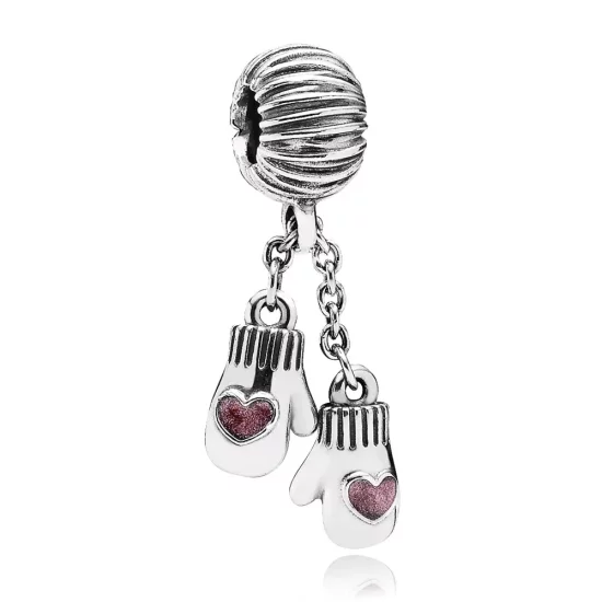 PANDORA Winter Mittens Dangle Charm, Pink Enamel - 791181EN46