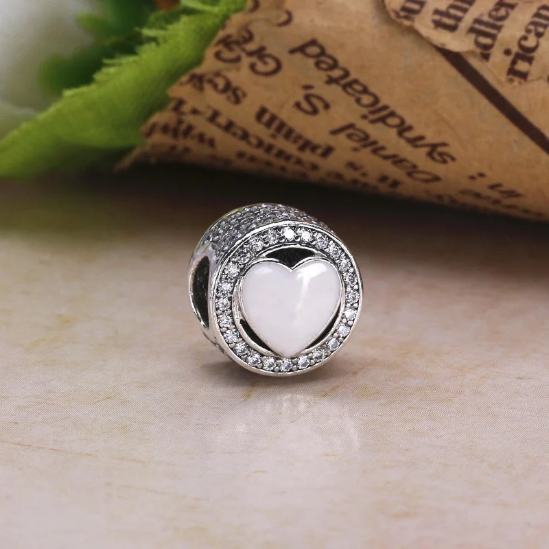 (image for) PANDORA Wonderful Love Charm, Soft Pink Enamel Clear CZ - 792034CZ - View 2