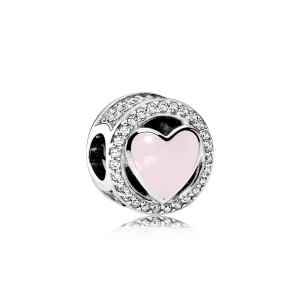 (image for) PANDORA Wonderful Love Charm, Soft Pink Enamel Clear CZ - 792034CZ