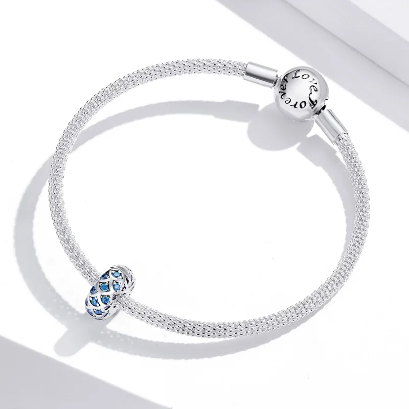 (image for) Pandora Style Silver Blue Elegance Clip - SCC1513 - View 3