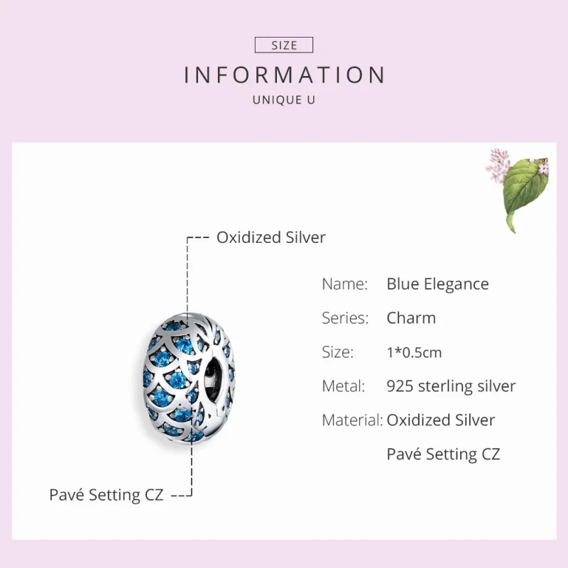 (image for) Pandora Style Silver Blue Elegance Clip - SCC1513 - View 7
