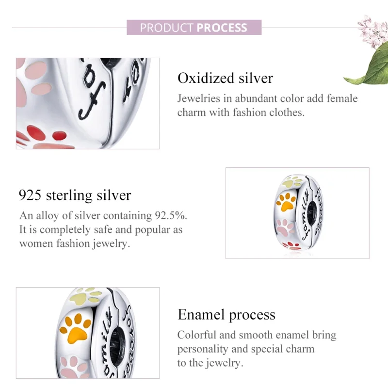 (image for) Pandora Style Silver Colorful Claw Prints Clip - SCC1850 - View 6