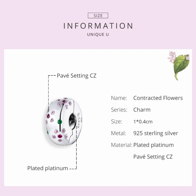 (image for) Pandora Style Silver Contracted Flowers Clip - BSC245 - View 7