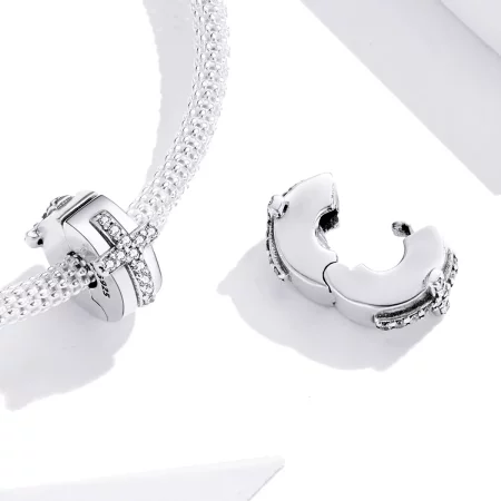 Pandora Style Silver Cross Clip - SCC1497