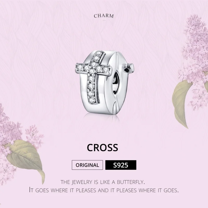 (image for) Pandora Style Silver Cross Clip - SCC1497 - View 6