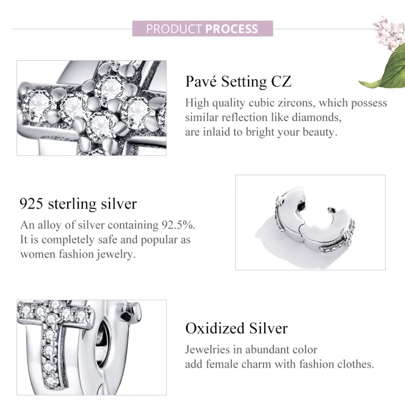 (image for) Pandora Style Silver Cross Clip - SCC1497 - View 8