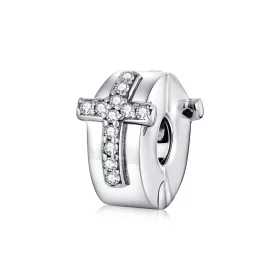 Pandora Style Silver Cross Clip - SCC1497