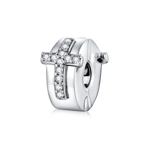 (image for) Pandora Style Silver Cross Clip - SCC1497
