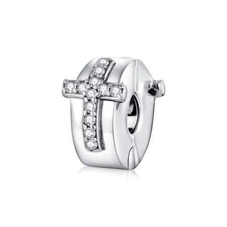 Pandora Style Silver Cross Clip - SCC1497 Pandora Style Silver Cross Clip - SCC1497