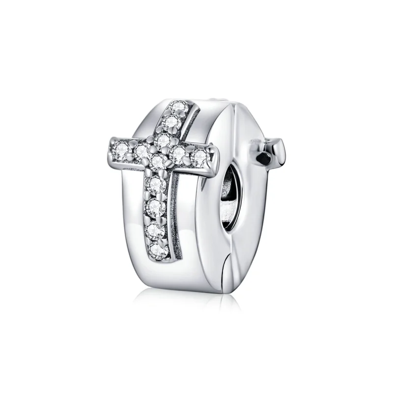 (image for) Pandora Style Silver Cross Clip - SCC1497 - Product Image