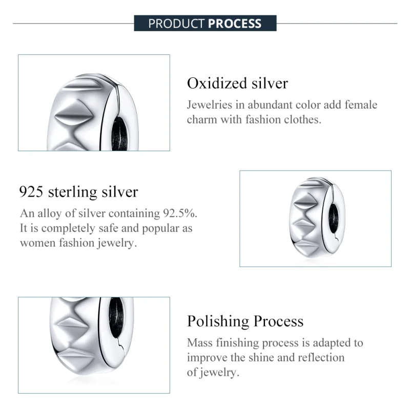 (image for) Pandora Style Silver Rivet Clip - SCC1780 - View 7