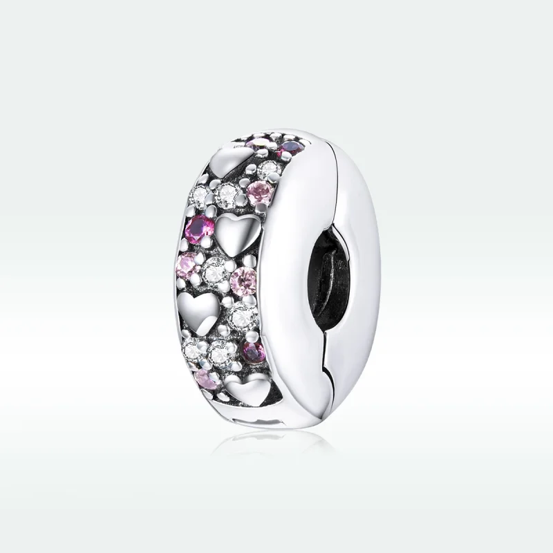 (image for) Pandora Style Silver Shining Love Clip - SCC1745 - View 5