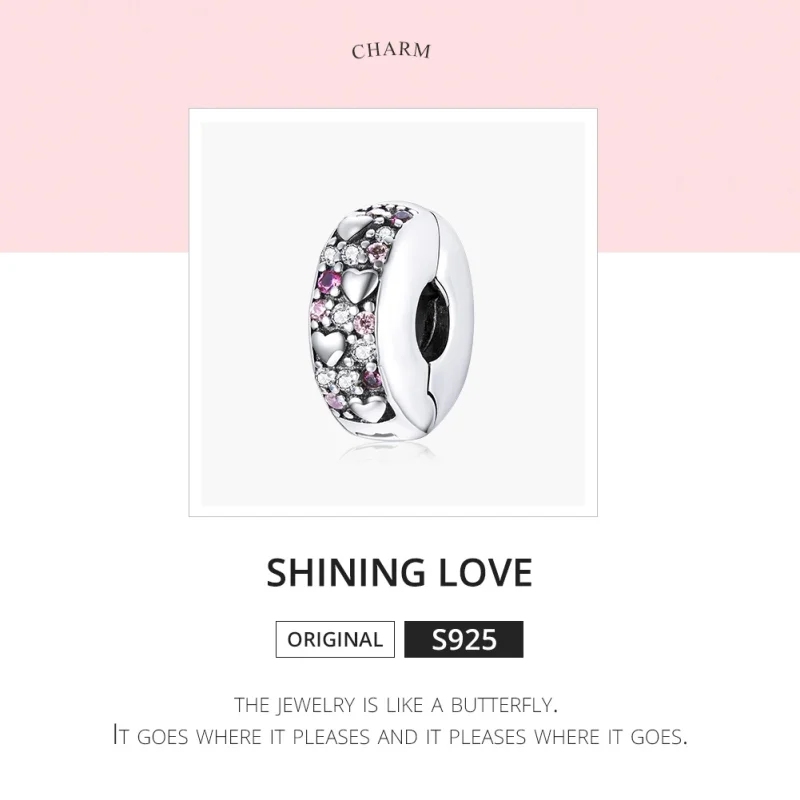 (image for) Pandora Style Silver Shining Love Clip - SCC1745 - View 6