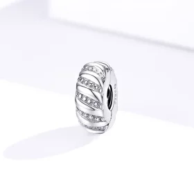 Pandora Style Silver Simple Texture Clip - BSC278 Pandora Style Silver Simple Texture Clip - BSC278