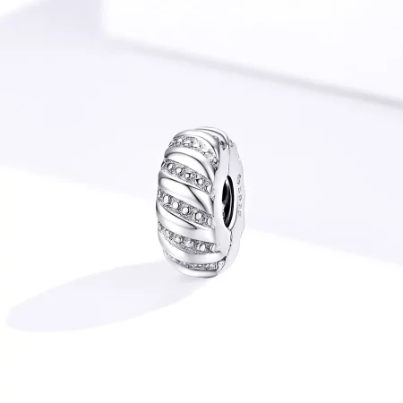 Pandora Style Silver Simple Texture Clip - BSC278