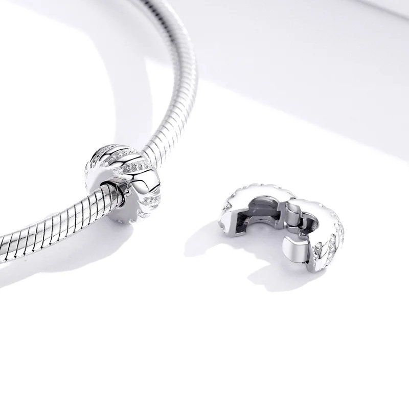 (image for) Pandora Style Silver Simple Texture Clip - BSC278 - View 4