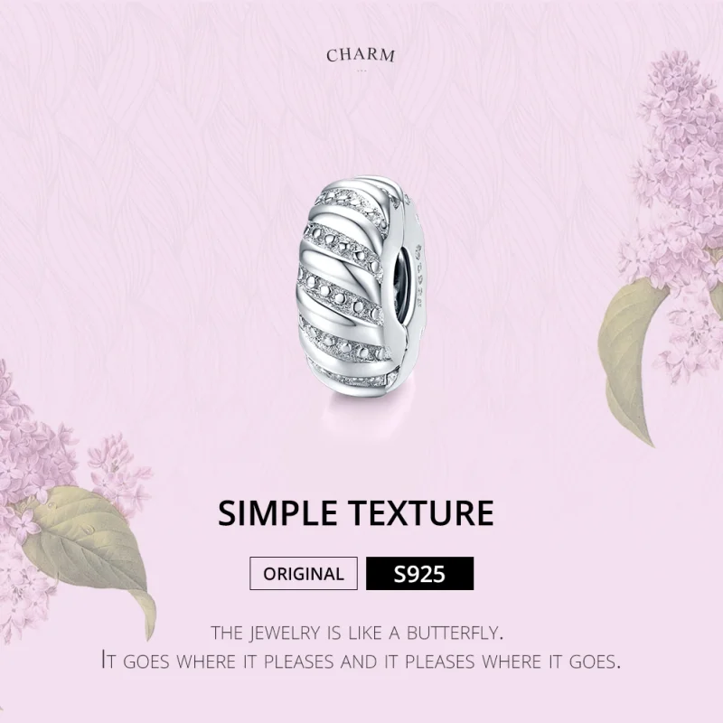 (image for) Pandora Style Silver Simple Texture Clip - BSC278 - View 6