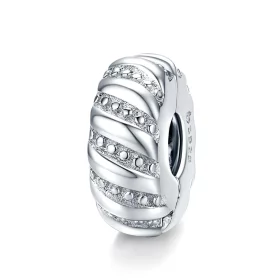 Pandora Style Silver Simple Texture Clip - BSC278