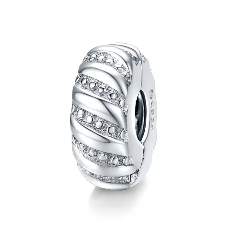 Pandora Style Silver Simple Texture Clip - BSC278