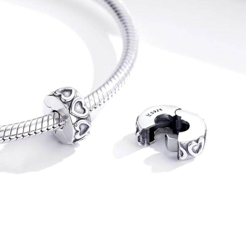 (image for) Pandora Style Silver Vintage Relief Clip - SCC1557 - View 2