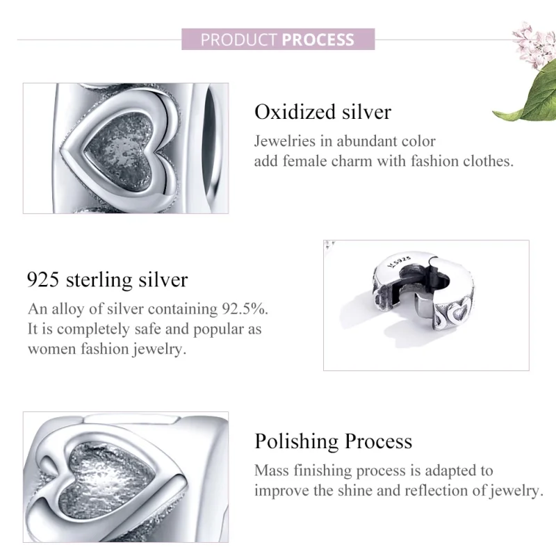 (image for) Pandora Style Silver Vintage Relief Clip - SCC1557 - View 8