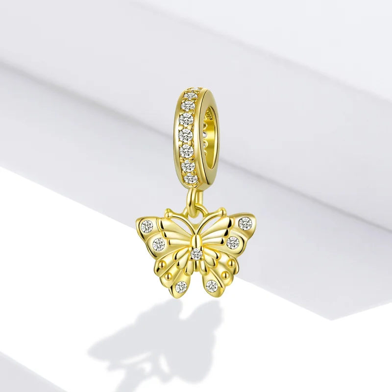 (image for) Pandora Style 18ct Gold Plated Golden Butterfly Dangle - BSC248 - View 2