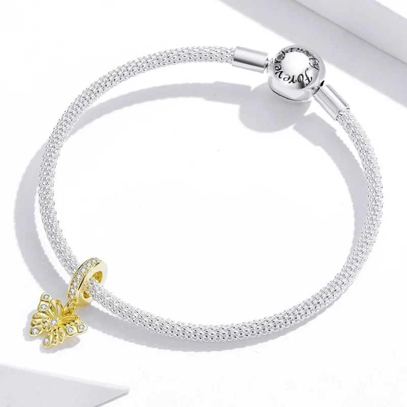 (image for) Pandora Style 18ct Gold Plated Golden Butterfly Dangle - BSC248 - View 3