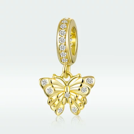 Pandora Style 18ct Gold Plated Golden Butterfly Dangle - BSC248