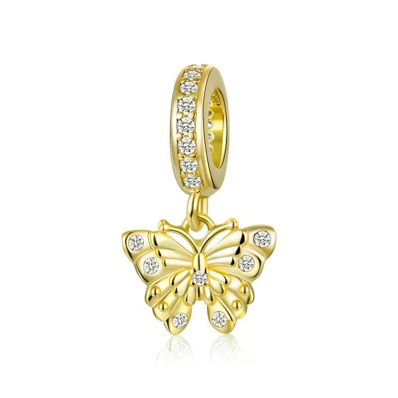 (image for) Pandora Style 18ct Gold Plated Golden Butterfly Dangle - BSC248 - Product Image