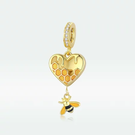 Pandora Style 18ct Gold Plated Love Honeycomb Dangle - SCC1714