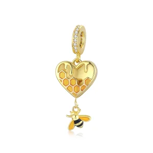(image for) Pandora Style 18ct Gold Plated Love Honeycomb Dangle - SCC1714