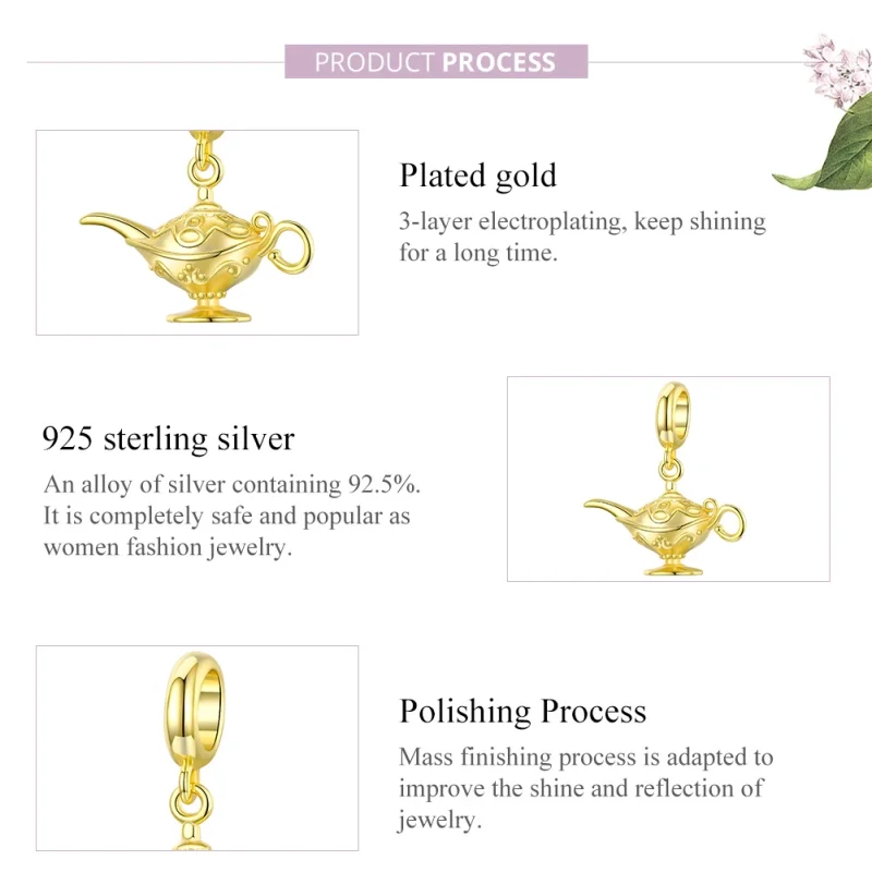 (image for) Pandora Style 18ct Gold Plated Magic Lamp Dangle - SCC1819 - View 8