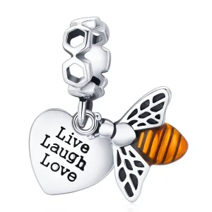(image for) Pandora Style Bees and Hearts Dangle - BSC495