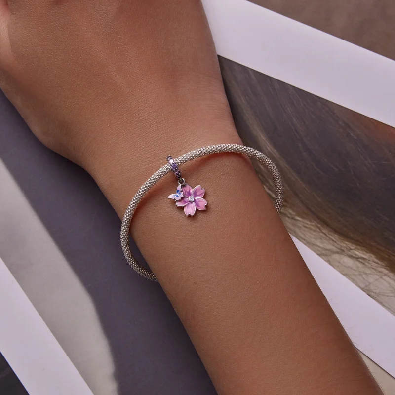 (image for) Pandora Style Butterflies and Flowers Dangle - SCC2185 - View 5