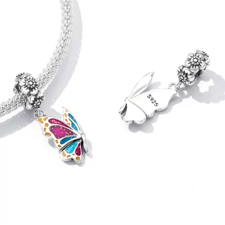 Pandora Style Colorful Butterfly Dangle - SCC2216
