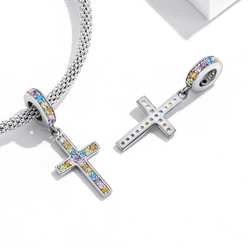 (image for) Pandora Style Colorful Cross Dangle - SCC2156 - View 4