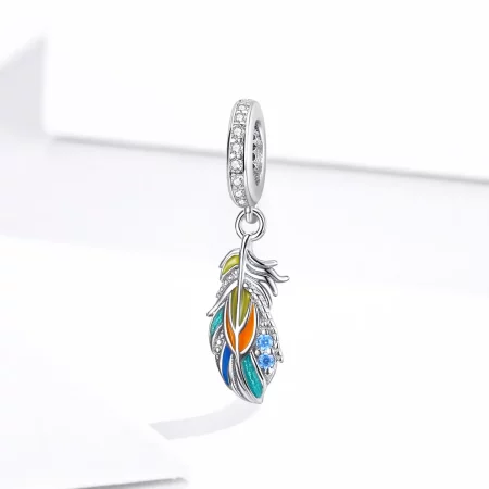Pandora Style Colorful Feathers Dangle - BSC304