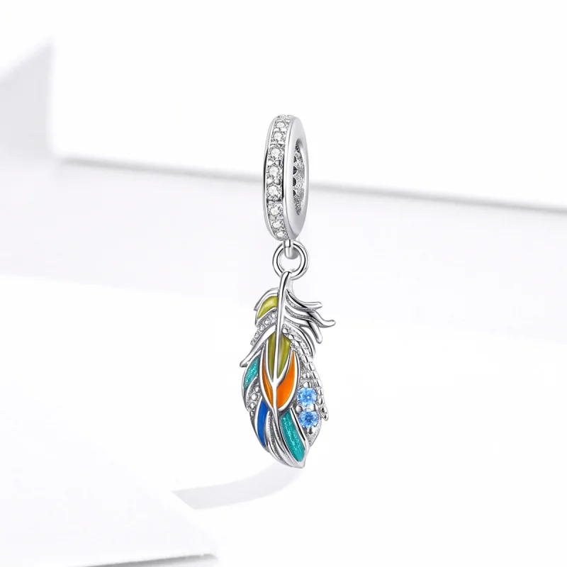 (image for) Pandora Style Colorful Feathers Dangle - BSC304 - View 2