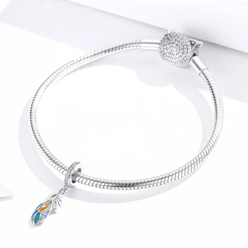 (image for) Pandora Style Colorful Feathers Dangle - BSC304 - View 3