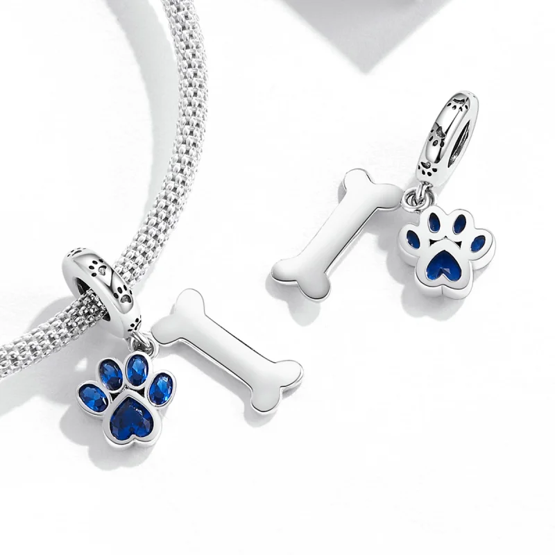 (image for) Pandora Style Dog Paw Bone Dangle - SCC2127 - View 4
