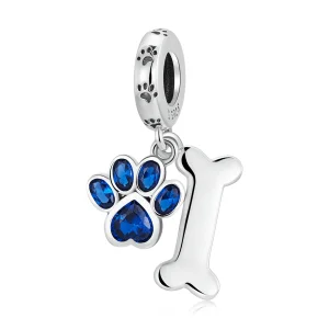 (image for) Pandora Style Dog Paw Bone Dangle - SCC2127