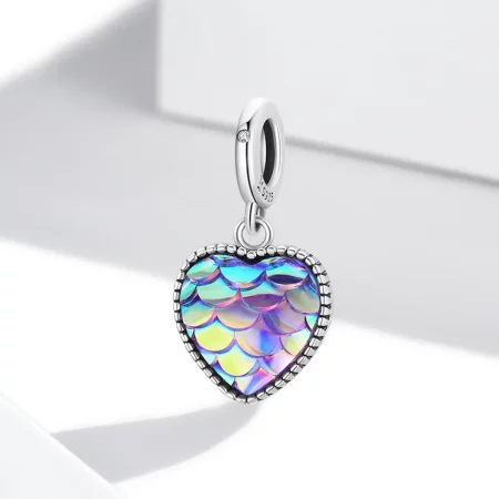 Pandora Style Fish Scale Heart Dangle - SCC2007