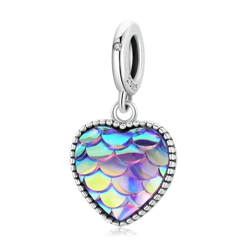 (image for) Pandora Style Fish Scale Heart Dangle - SCC2007 - Product Image